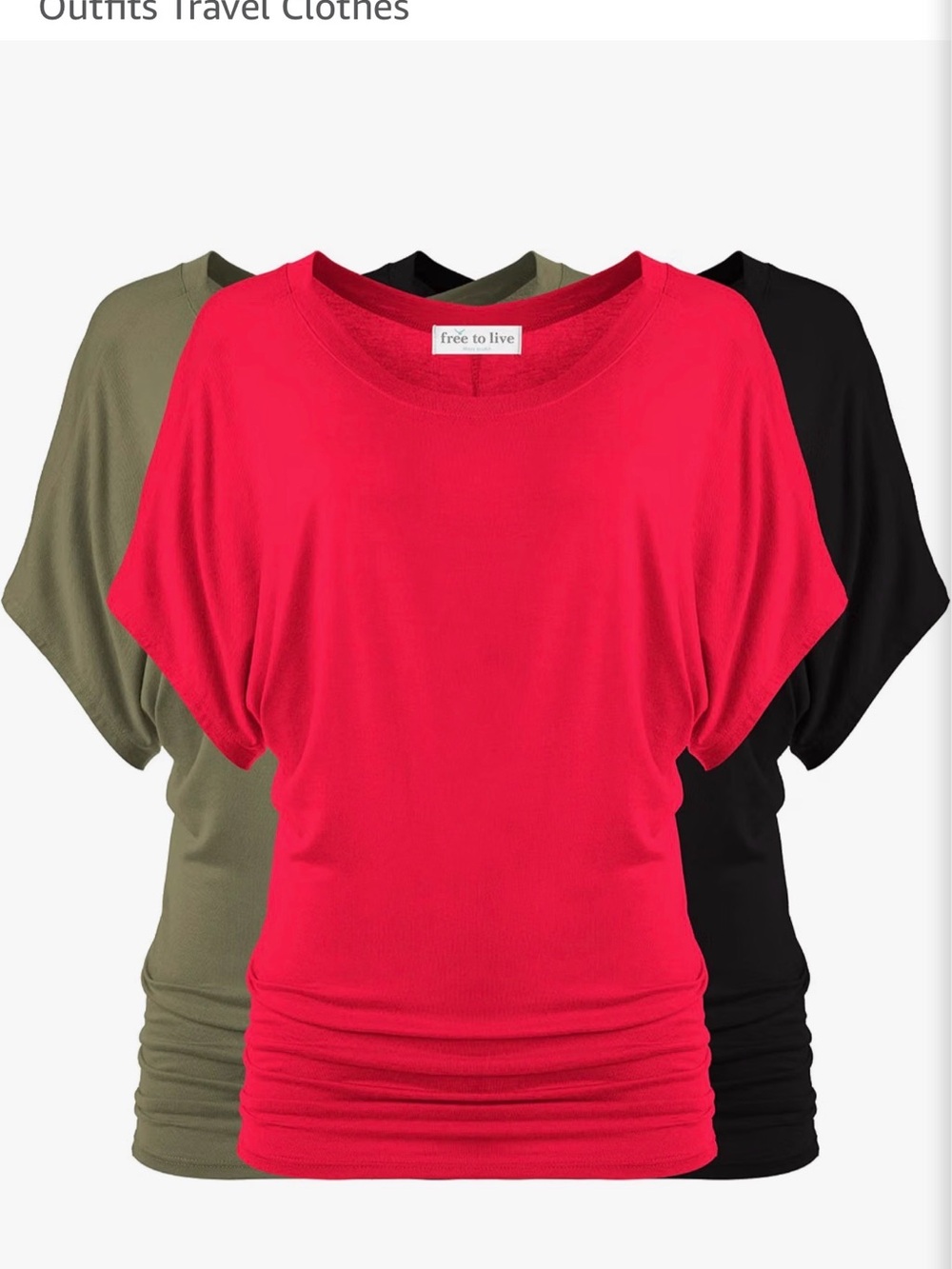 Free to Live Women's Short Sleeve Dolman Top - Red